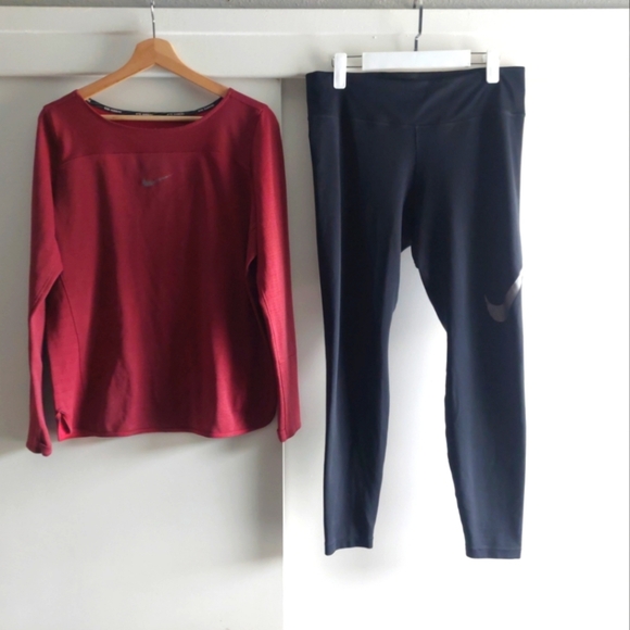Nike Aeroreact 2 Pc Running Set Shirt Dri-fit Leggings XL ATHLEISURE YOGA - Picture 1 of 12